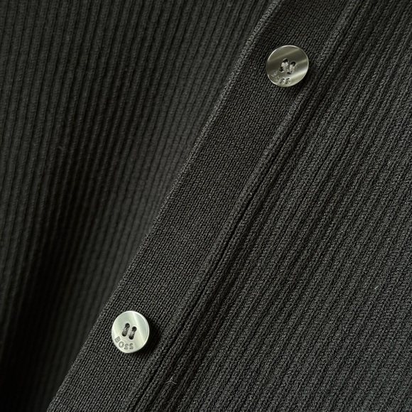 BOSS Black Ribbed Button-Up Cardigan - Picture 8 of 11